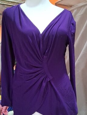 Purple Long-Sleeve Twist-Front Women’s Blouse